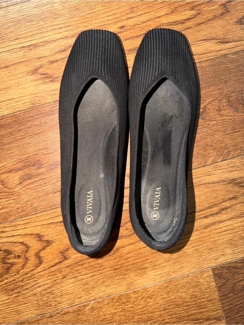 VIVAIA Black Square Toe Knit Ballet Flats Size 43